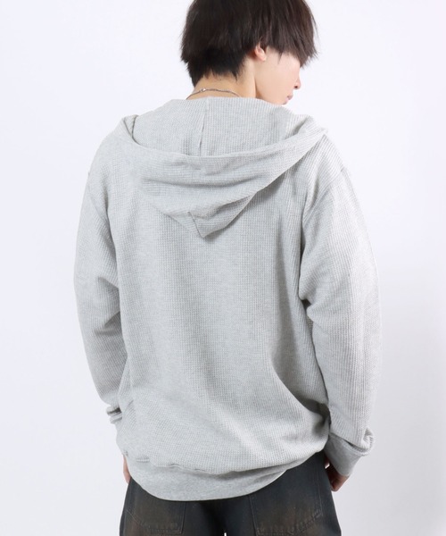 裏地サーマルジップアップパーカーXLブラックチャコールグレー無地ソリッドワッフル carhartt カーハート 裏サーマル ジップアップパーカー XL相当 ブルー