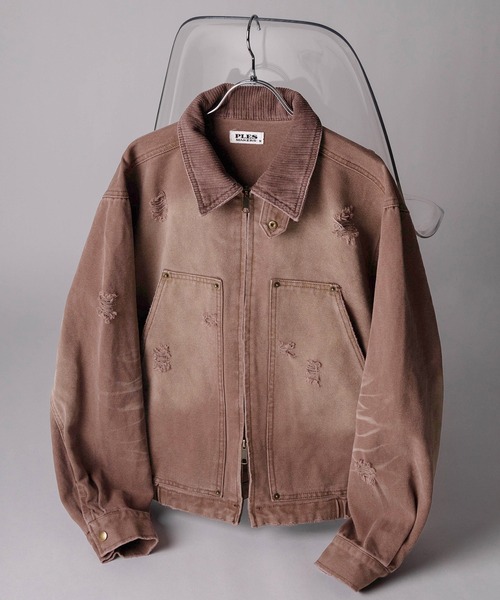 ジャケット・アウター so ブルゾン アウター 「72」ダメージ加工 ヴィンテージ ワークジップ