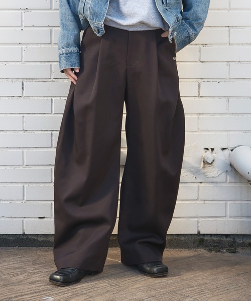 hype スラックス 黒 CONZ スラックス CURVE LEG TROUSERS GABA メンズ : ZOZOTOWN