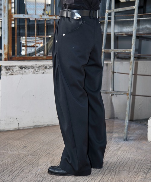 CONZ スラックス CURVE LEG TROUSERS GABA メンズ : ZOZOTOWN Yahoo!店