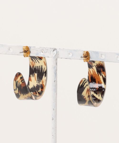 豹柄？フープピアス ARCHIVER ピアス 「RS」「チタンポスト ヒョウ柄フープピアス