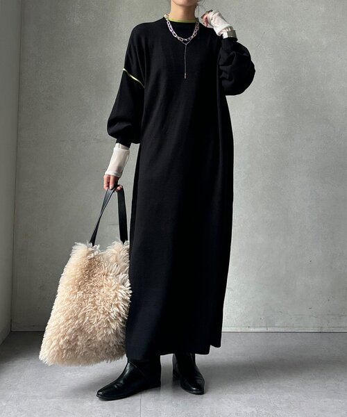 【ドゥロワー】ニットワンピース ロング 七分袖 ウール 1 ブラック ドゥロワー】ニットワンピース ロング 七分袖 ウール 1 ブラック 2025