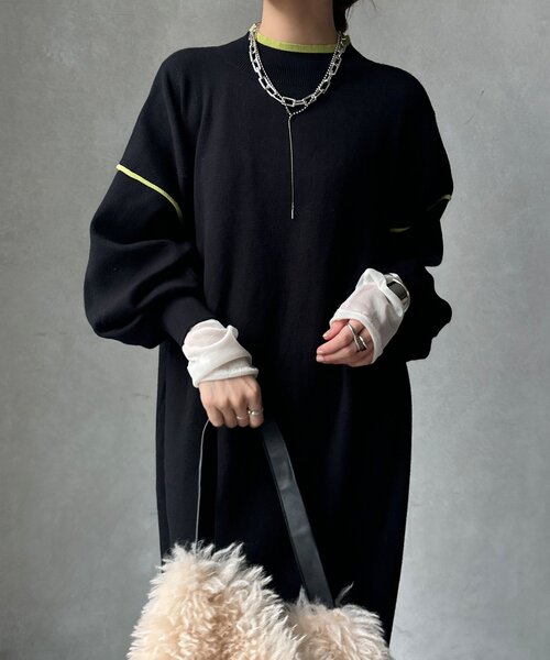 DouDou（ドゥドゥ） ワンピース 「WEB限定」配色ニットワンピース