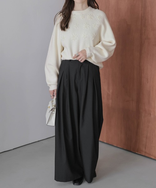 ニット セーター パールフラワーニットトップス レディース : ZOZOTOWN