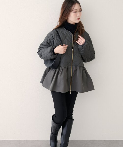 natural couture ジャケット ノーカラージャケット キルティング