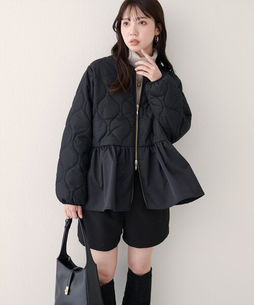 natural couture ジャケット ノーカラージャケット キルティング