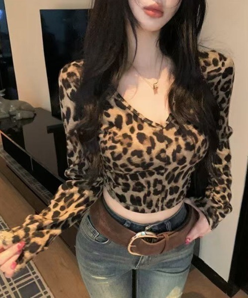 ヒョウ柄 長袖 Vネック トップス cang24-79_07.jpg