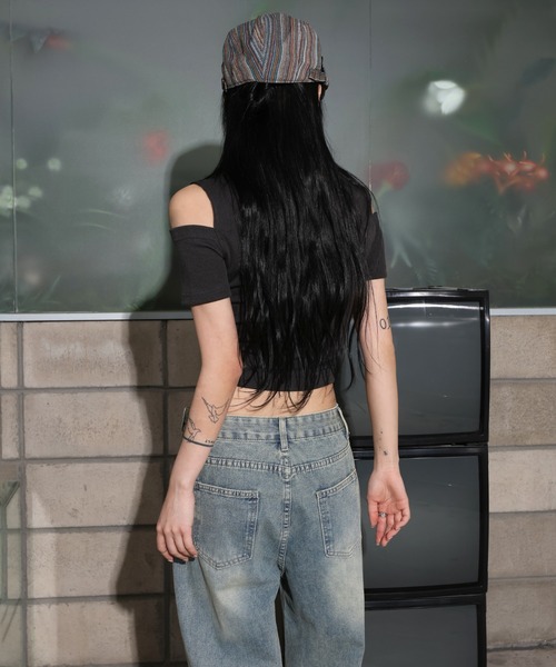 「FOLLOWIN」 半袖ニット FREE アイボリー レディース_画像3