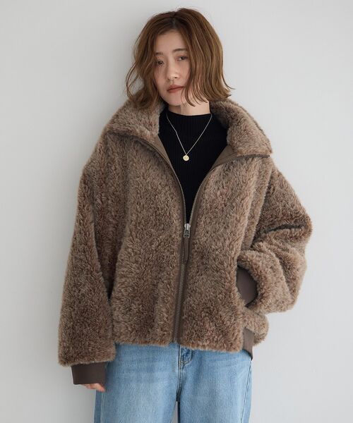 Editt by YECCA VECCA ブルゾン アウター フェイクファーブルゾン