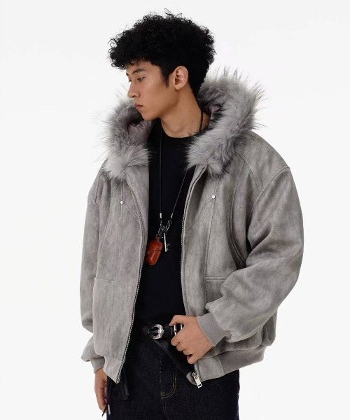 FreeZone ブルゾン アウター ヴィンテージムラ染めフェイクスエード