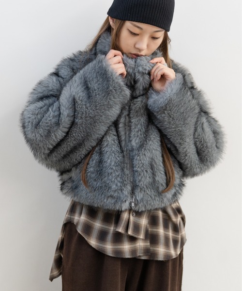 hwyl（ヒュイル） コート アウター ショート丈 フェイクファー 