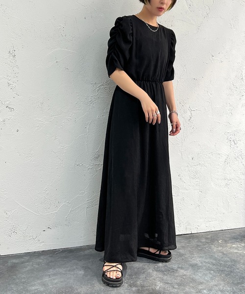 「apres jour mignon」 半袖ワンピース X-LARGE ブラック レディース_画像3