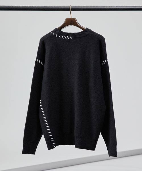 「AH ABAHOUSE」 長袖ニット 46 ブラック メンズ_画像3