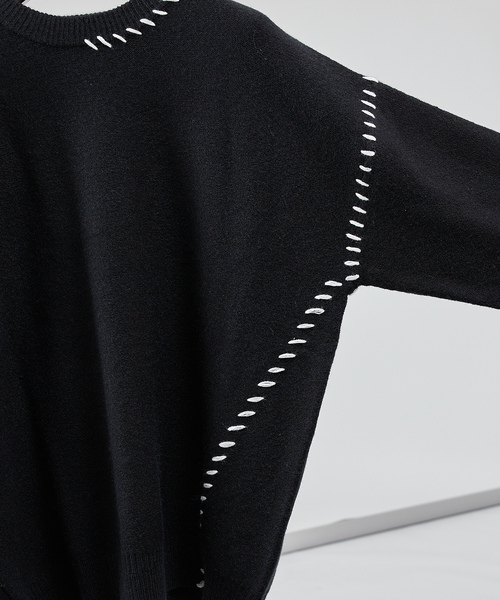 「AH ABAHOUSE」 長袖ニット 46 ブラック メンズ_画像7