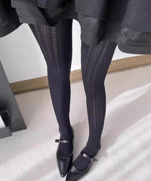 pyornim（ピョルニム） タイツ ハートケーブルニット柄タイツ