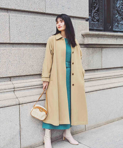 [NATURAL BEAUTY BASIC] пальто с отложным воротником MEDIUM Brown женский 