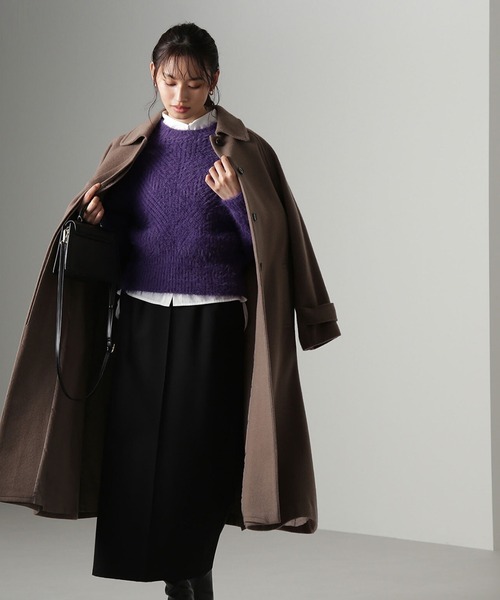 [NATURAL BEAUTY BASIC] пальто с отложным воротником MEDIUM Brown женский 