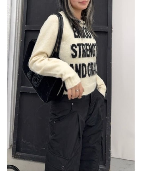 LAGUA GEM（ラグアジェム） ニット セーター LETTERING JACQUARD KNIT