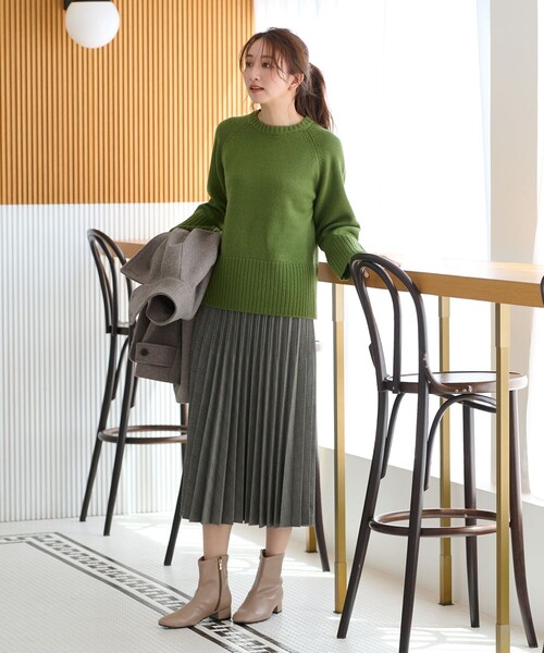 「ANY」 プリーツスカート 3 レッド レディース_画像3