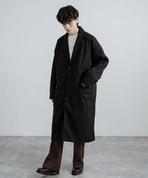 「Rocky Monroe」 「Beno」チェスターコート M ブラック メンズ_画像4