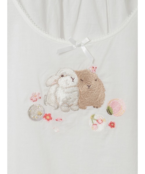PINKHOUSE　刺繍ウサギ付きホワイトダブリエ PINK HOUSE（ピンクハウス） 幸見うさぎ刺繍ローンタブリエ レディース