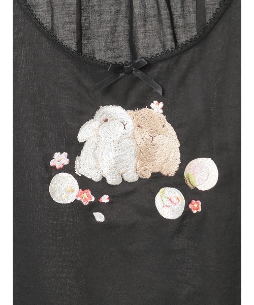 PINKHOUSE　刺繍ウサギ付きホワイトダブリエ PINK HOUSE（ピンクハウス） 幸見うさぎ刺繍ローンタブリエ レディース