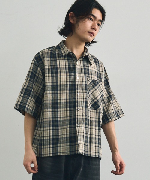 「Shoowtime」 半袖シャツ LARGE ライトブルー メンズ_画像2