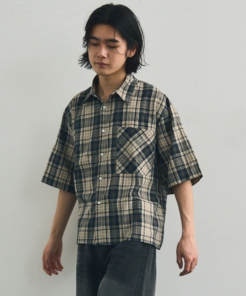 「Shoowtime」 半袖シャツ LARGE ライトブルー メンズ_画像3