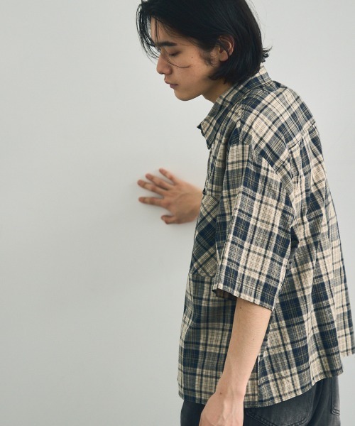 「Shoowtime」 半袖シャツ LARGE ライトブルー メンズ_画像7