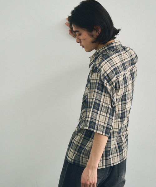 「Shoowtime」 半袖シャツ LARGE ライトブルー メンズ_画像8
