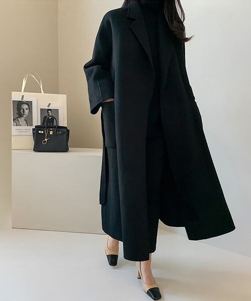 コート チェスターコート ウエストベルト付きチェスターコート