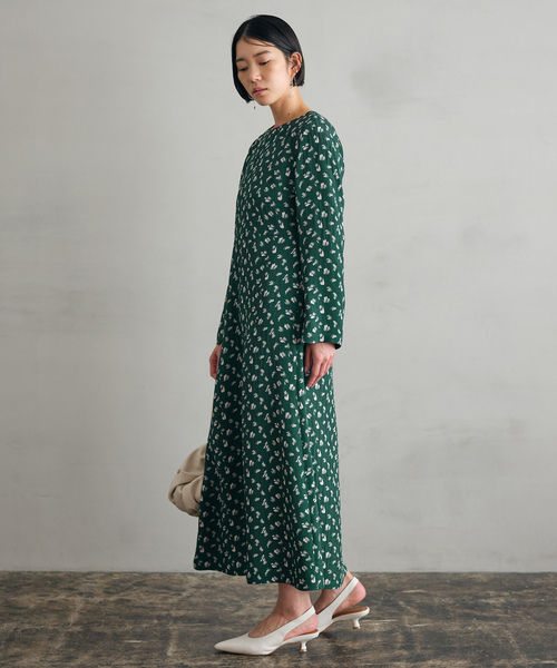 「SLOBE IENA」 長袖ワンピース 38 グリーン レディースの画像