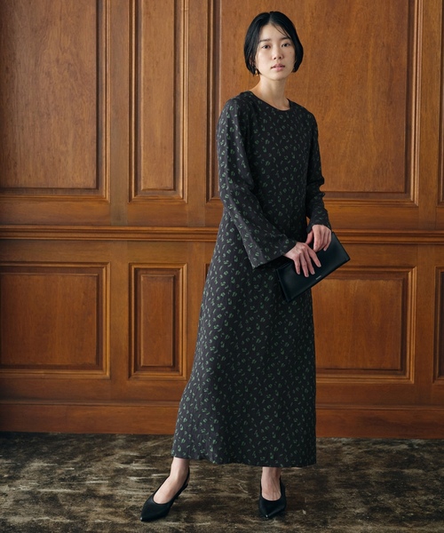 「SLOBE IENA」 長袖ワンピース 38 グリーン レディースの画像