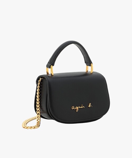 【新品未使用】agnès b.VOYAGE ミニバッグ　ハンドバッグ　ブラック agnes b.（アニエスベー） ショルダーバッグ バッグ レザー 2way ミニ