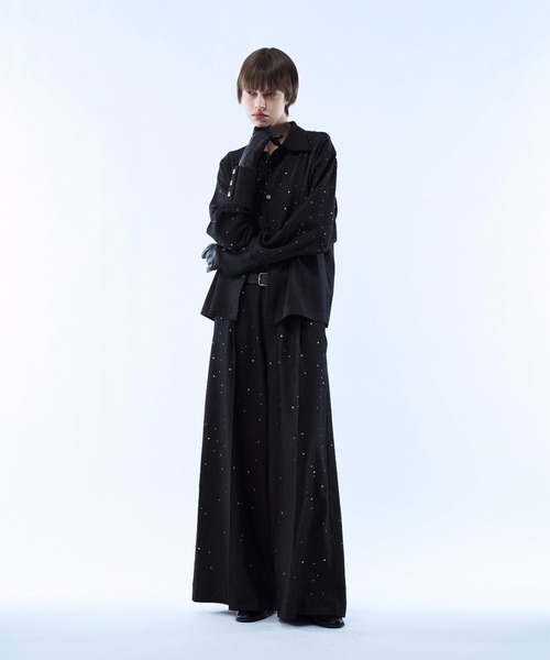パンツ Rhinestone detail wide straight pants / ラインストーン