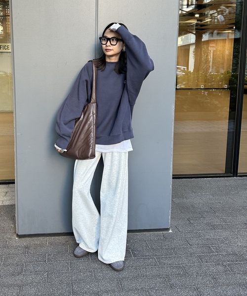 「Champion」 スウェットカットソー LARGE ネイビー レディースの画像