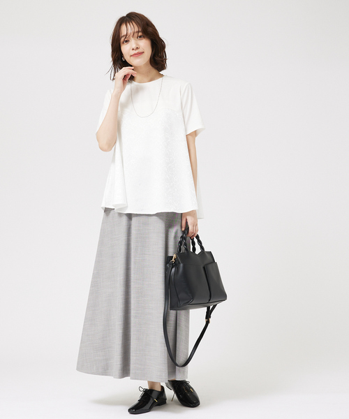 「abahouse mavie」 半袖カットソー フリー チャコールグレー レディース_画像2