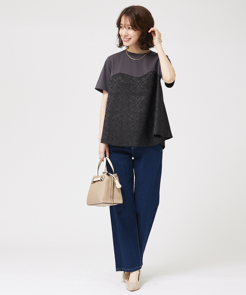 「abahouse mavie」 半袖カットソー フリー チャコールグレー レディース_画像8