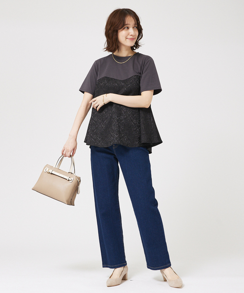 「abahouse mavie」 半袖カットソー フリー チャコールグレー レディース_画像9