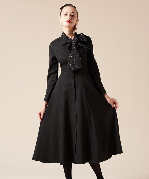 「JENNE」 長袖ワンピース MEDIUM ネイビー レディースの画像