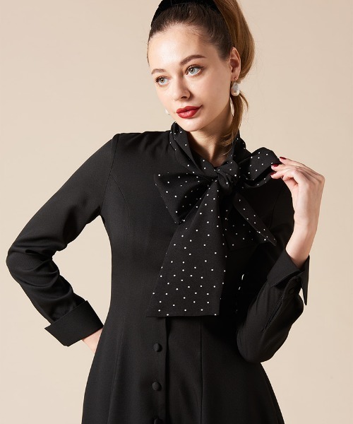 「JENNE」 長袖ワンピース MEDIUM ネイビー レディースの画像