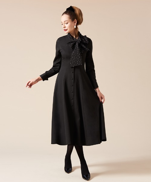 「JENNE」 長袖ワンピース MEDIUM ネイビー レディースの画像
