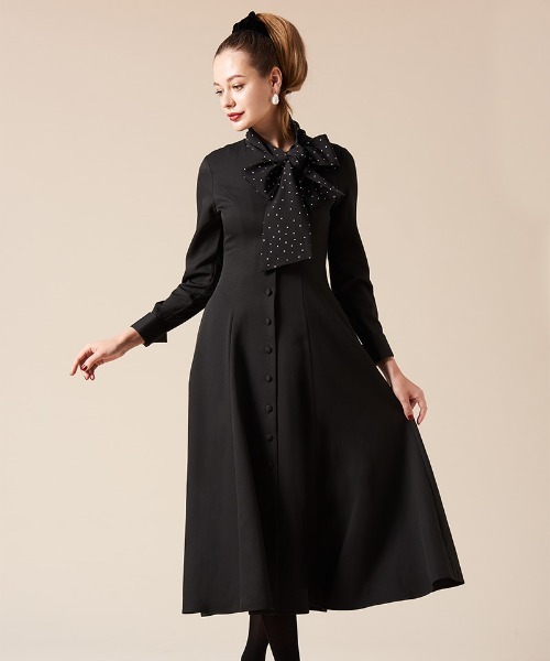 「JENNE」 長袖ワンピース MEDIUM ネイビー レディースの画像