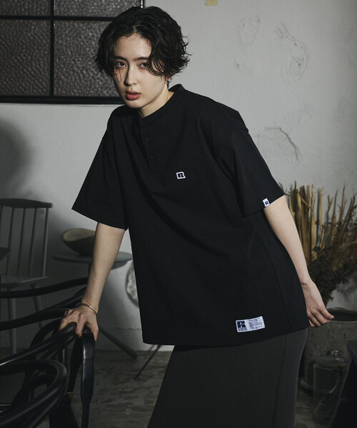Russell Athletic（ラッセル アスレティック） ヘンリーネック tシャツ