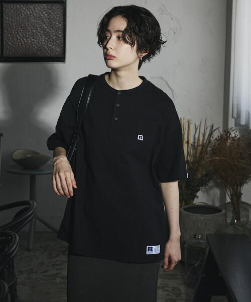 Russell Athletic（ラッセル アスレティック） ヘンリーネック tシャツ
