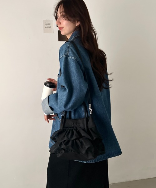 トートバッグ Lee/メッシュフリル 2way バッグ/軽量/シワポリ素材/レディース レディースの画像