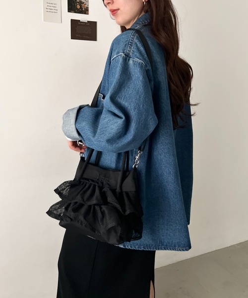 トートバッグ Lee/メッシュフリル 2way バッグ/軽量/シワポリ素材/レディース レディースの画像