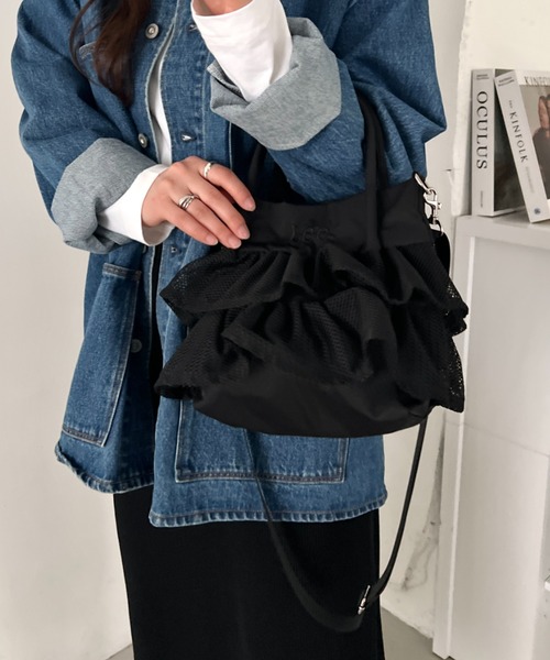 トートバッグ Lee/メッシュフリル 2way バッグ/軽量/シワポリ素材/レディース レディースの画像