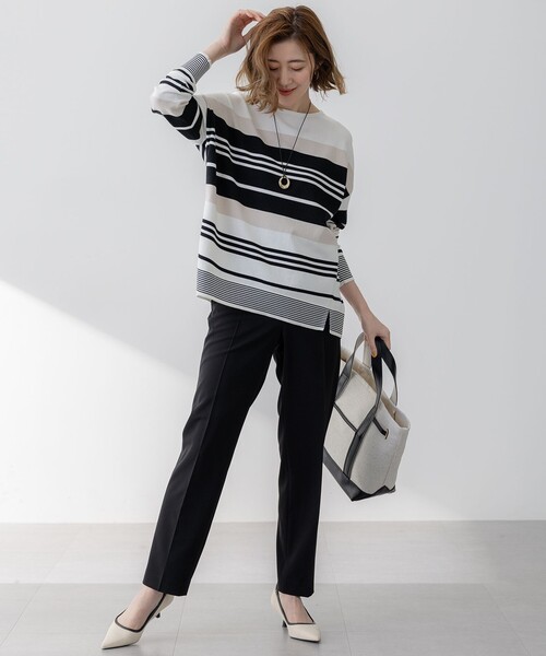 「23区」 イージーパンツ 34 ネイビー レディース_画像8