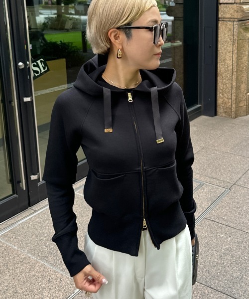 「JENNE」 ジップアップパーカー MEDIUM ブラック レディース